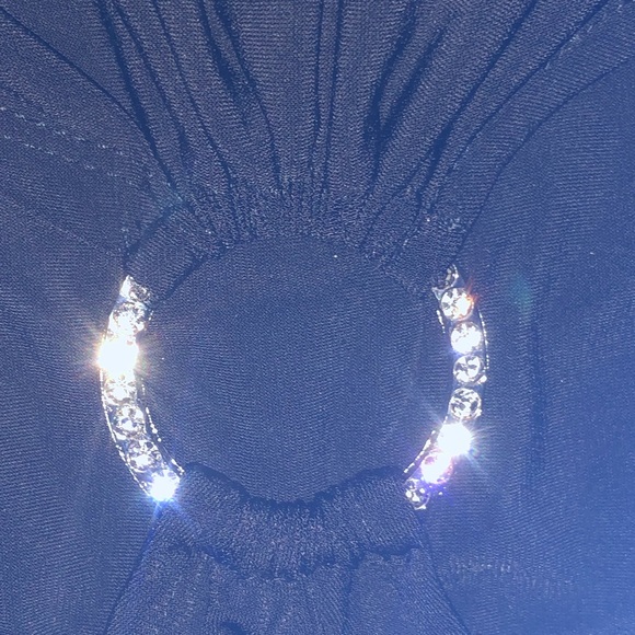 Glamour  Party Dress 4P Faux Wrap stretchy gathered side rhinestone’s buckle - Picture 7 of 15